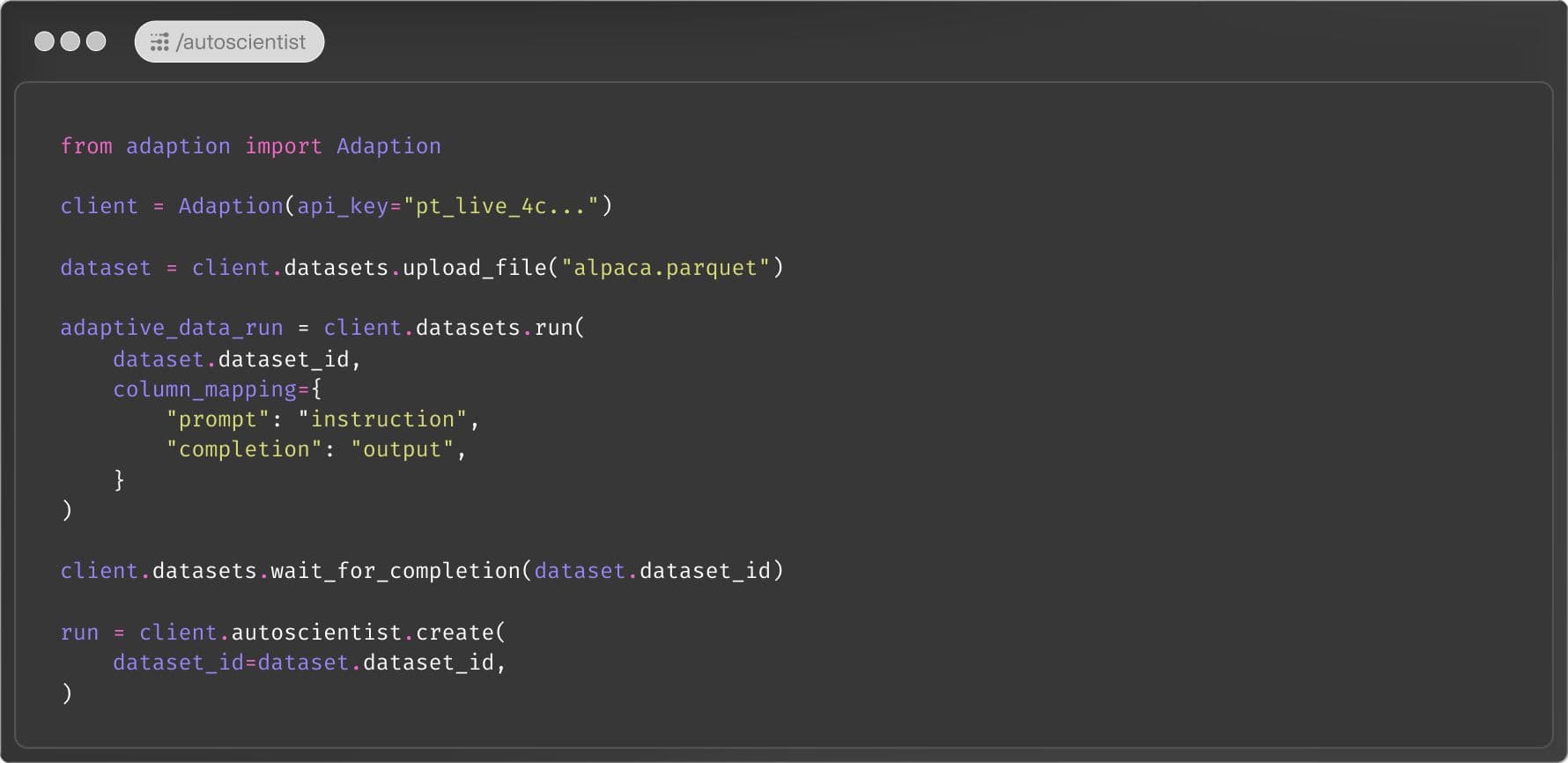 AutoScientist API: Automated Model Training